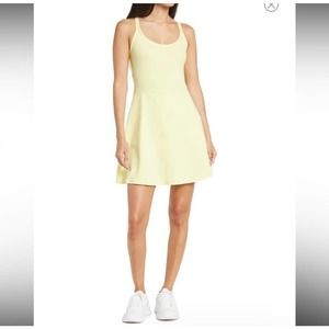 Zella Womens Dress Yellow Crossback Scoop Neck Spaghetti Strap Sporty L New